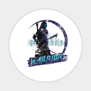 Female Warrior Retrowave Magnet